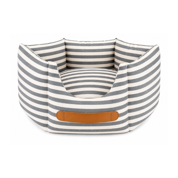 Cama Sofá para Perros y Gatos Diseño Rayado Gris con Bordes Elevados Urban Pet